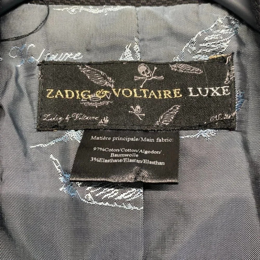 Zadig & Voltaire Luxe‎ Blazer Black XS 3/4 Sleeve Cotton Workwear - Picture 7 of 8